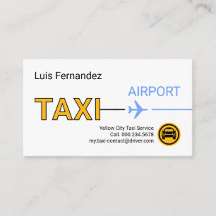 Gele Taxi Vliegtuig Startbaan Visitekaartje