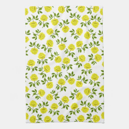 Gele Tea Rozen Kitchen Towel Theedoek (Verticaal)