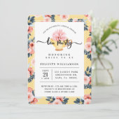 Gele Teacup Tea Party Bridal Shower Uitnodiging (Staand voorkant)