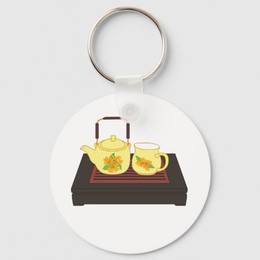 Gele teapot set Sleutelhanger (Voorkant)