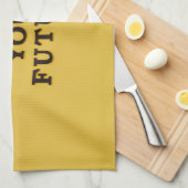Gele tekst keukenhanddoek (Quarter Fold)