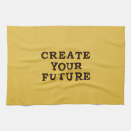 Gele tekst keukenhanddoek