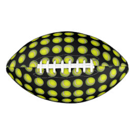 Gele tennis-ballen op het zwarte patroon, american football