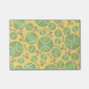 Gele tennisballen, rackets en netten post-it® notes