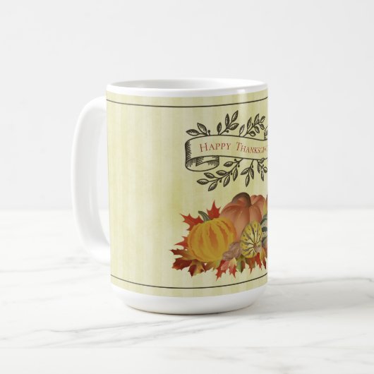 Gele Thanksgiving Pompoenen en Squash Koffiemok (Voorkant links)