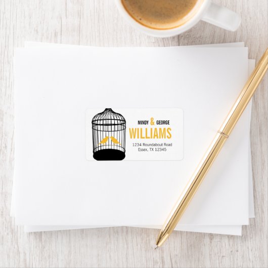 Gele Tortelduifjes Adresetiketten Groot Etiket (Insitu)