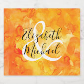 Gele tot Oranje Waterverf Mousserende Wijnfles Sparkling Wijnetiket (Enkel label)