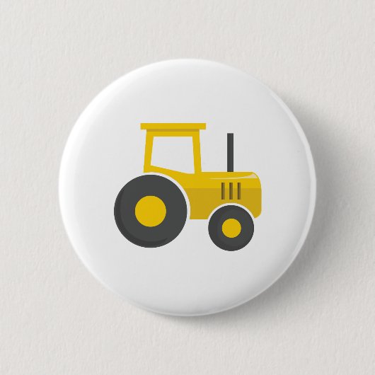 Gele tractor ronde button 5,7 cm (Voorkant)