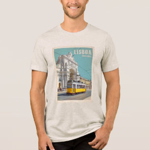 Gele Tram, Augusta Street Arch. Lissabon, Portugal Tri-Blend Shirt