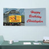 Gele trein op 30e of 35e verjaardag spandoek (Beurs)