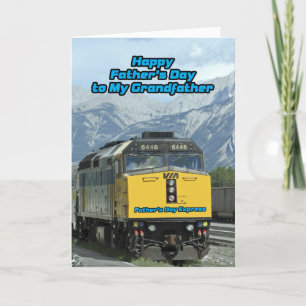 Gele Treinmotor Gelukkige Vaderdag Grootvader Kaart