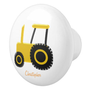 Gele trekker gepersonaliseerd keramische knop