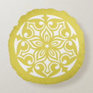 Gele TRIBALE CIRCLE LEVENS Sierkussen Rond Kussen