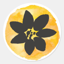 gele tropische bloem ronde sticker