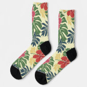 Gele tropische bloem sokken (Links)