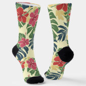 Gele tropische bloem sokken (Gebogen)