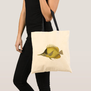 Gele Tropische Chelmon Longirostris, Vintage Vis Tote Bag