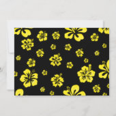 Gele Tropische Hibiscus Bloemen Zwart Uitnodiging (Achterkant)