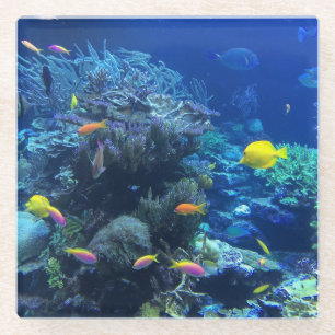 Gele tropische vissen glazen onderzetter