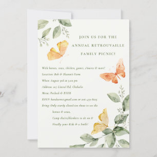 Gele tuin blad vlinders Jaarlijkse picknick Kaart