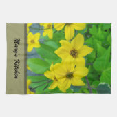 gele tuinbloemen, bloem theedoek (Horizontaal)