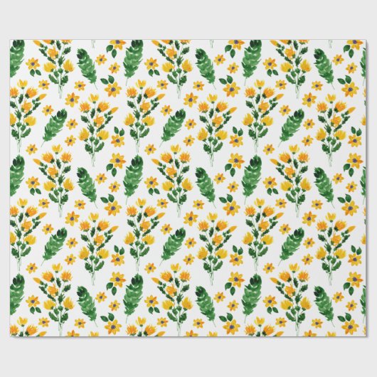 Gele tuinventilator Waterverf Patroon Cadeaupapier