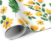 Gele tuinventilator Waterverf Patroon Cadeaupapier (Rol Hoek)