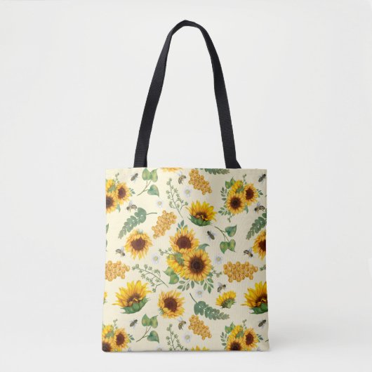 Gele tuinzonnebloemen Honingbijen Canvas tas (Voorkant)