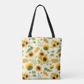 Gele tuinzonnebloemen Honingbijen Canvas tas (Achterkant)