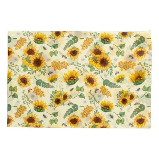 Gele tuinzonnebloemen Honingbijen Kussensloop (Achterkant)