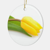 Gele tulp keramisch ornament (Links)