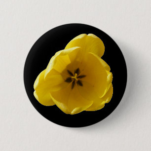 Gele Tulp Knop Ronde Button 5,7 Cm