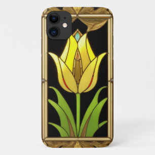 Gele Tulp met Decoratieve Lijst iPhone 11 Hoesje