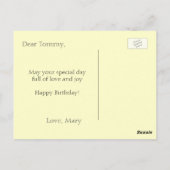 gele tulpbloem briefkaart (Achterkant)