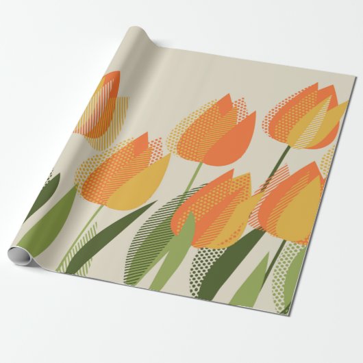 Gele tulpbloem cadeaupapier (Uitgerold)