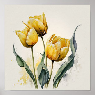 Gele Tulpen Bloemenkunst Print Poster