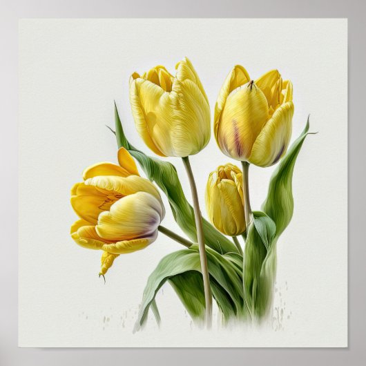 Gele Tulpen Bloemenkunst Print Poster (Voorkant)
