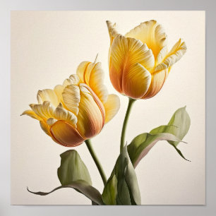 Gele Tulpen Bloemenkunst Print Poster