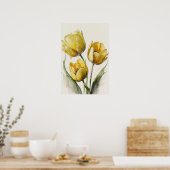 Gele Tulpen Bloemenkunst Print Poster (Keuken)