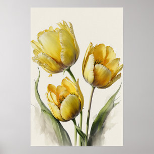 Gele Tulpen Bloemenkunst Print Poster