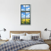 Gele Tulpen Faux Venster Uitzicht Canvas Afdruk (Insitu (Slaapkamer))