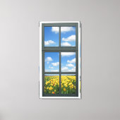 Gele Tulpen Faux Venster Uitzicht Canvas Afdruk (Voorkant)