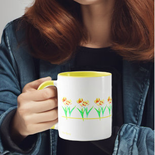 Gele tulpen met tekst mok