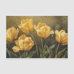 Gele Tulpen Olieverfschilderij Decoupage Tissuepapier
