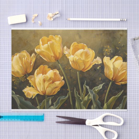 Gele Tulpen Olieverfschilderij Decoupage Tissuepapier (Craft)