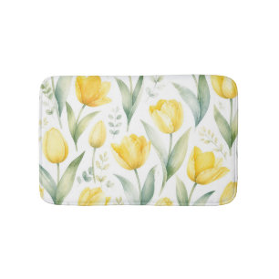 Gele tulpen watercolor bloemschilderkunst botanisc badmat