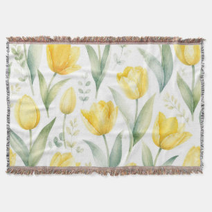 Gele tulpen watercolor bloemschilderkunst botanisc deken