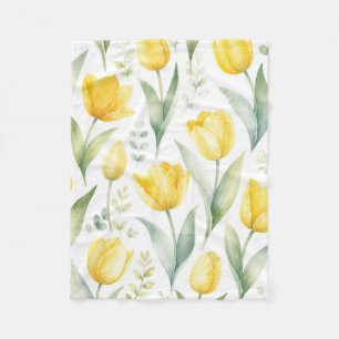 Gele tulpen watercolor bloemschilderkunst botanisc fleece deken
