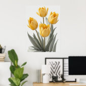 Gele tulpenbloem poster (Thuiskantoor)