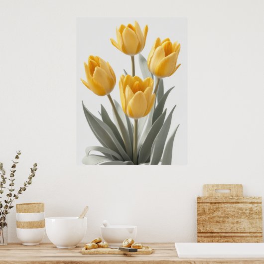 Gele tulpenbloem poster (Keuken)